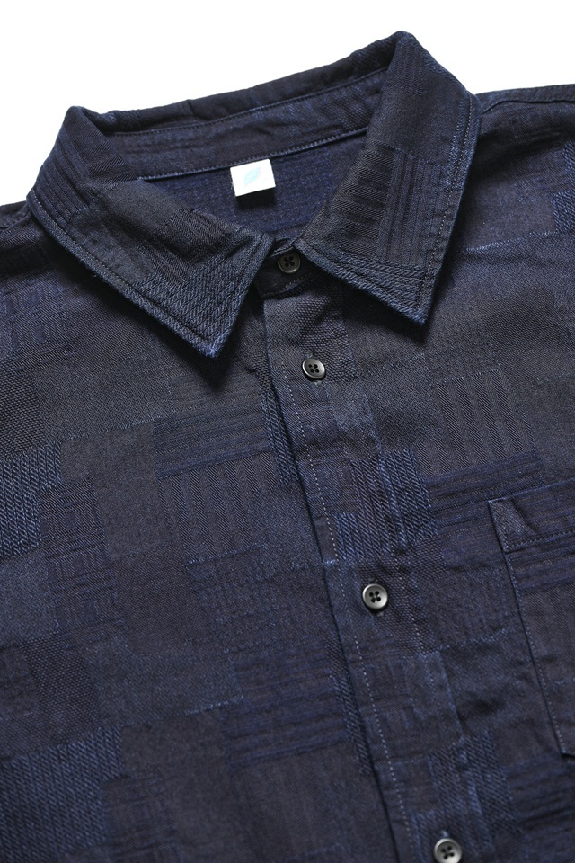 2239-ID] Jacquard Patchwork Shirt - Double Indigo