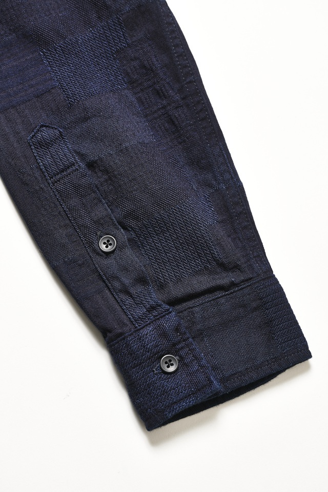 2239-ID] Jacquard Patchwork Shirt - Double Indigo