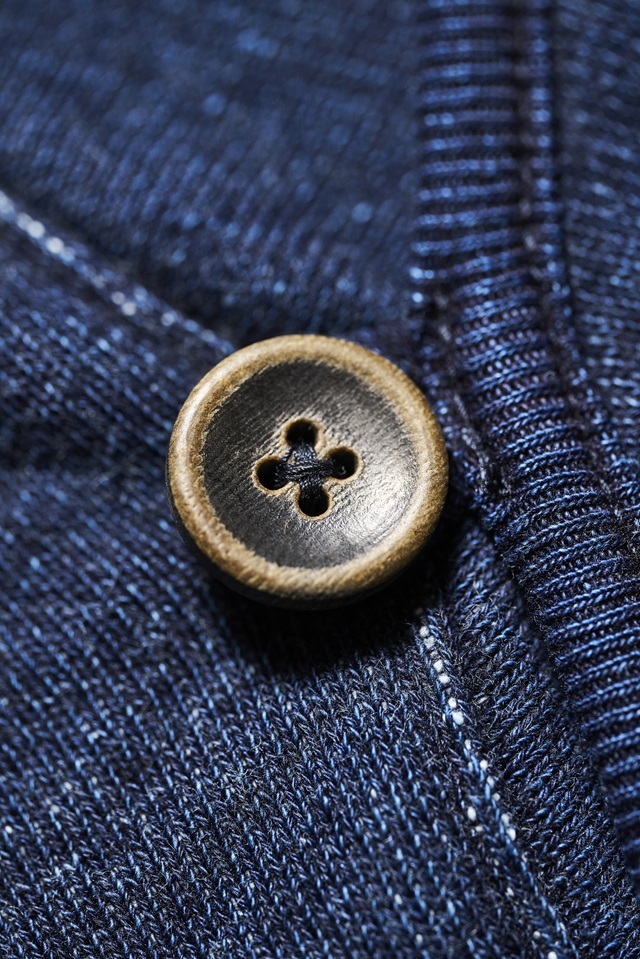 5408-1] Yarn Dyed Indigo Shawl Collar Sweatshirt / Indigo