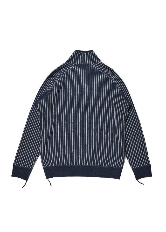 【umii908】45R ウール100% ドット柄 インディゴ縮絨ウールブラウス 45R（フォーティファイブアール）の「千歳ウール縮絨の908馬