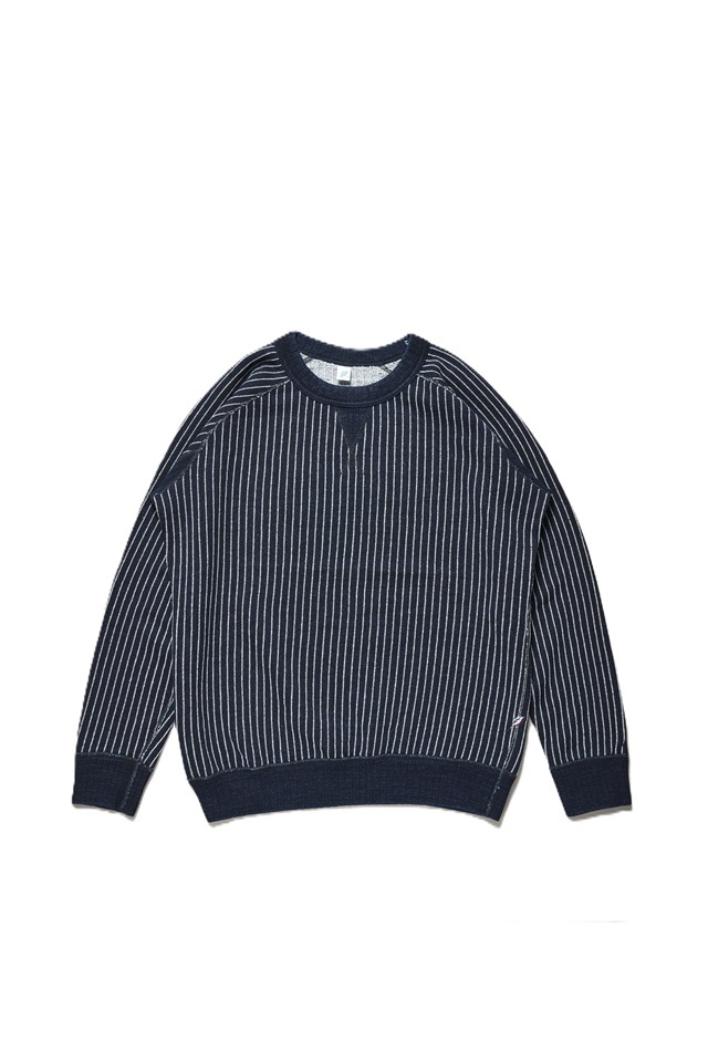 [5409-2] Yarn Dyed Indigo Sweatshirt / Stripe