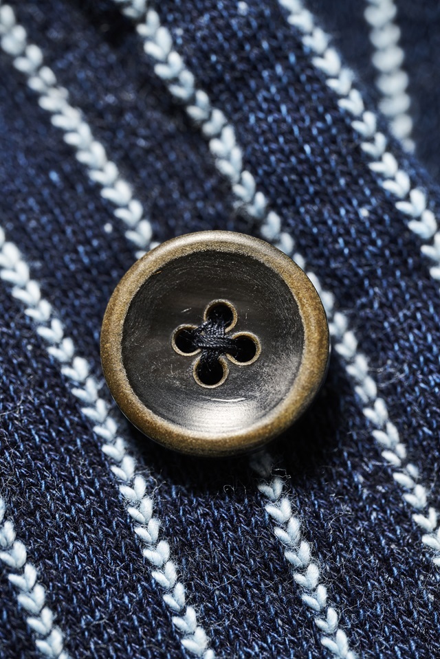 5410-2] Yarn Dyed Indigo Hoodie / Stripe