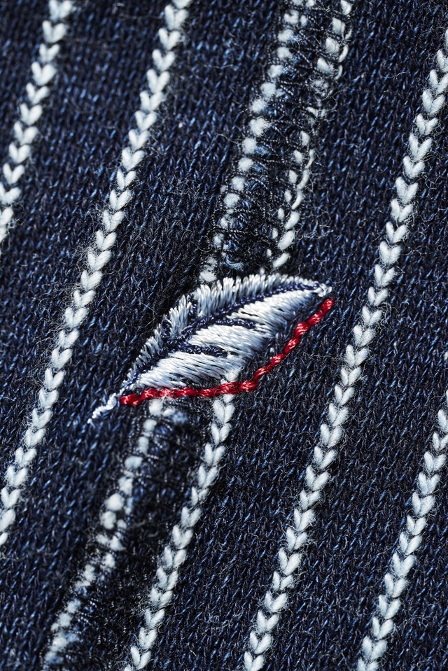 5410-2] Yarn Dyed Indigo Hoodie / Stripe