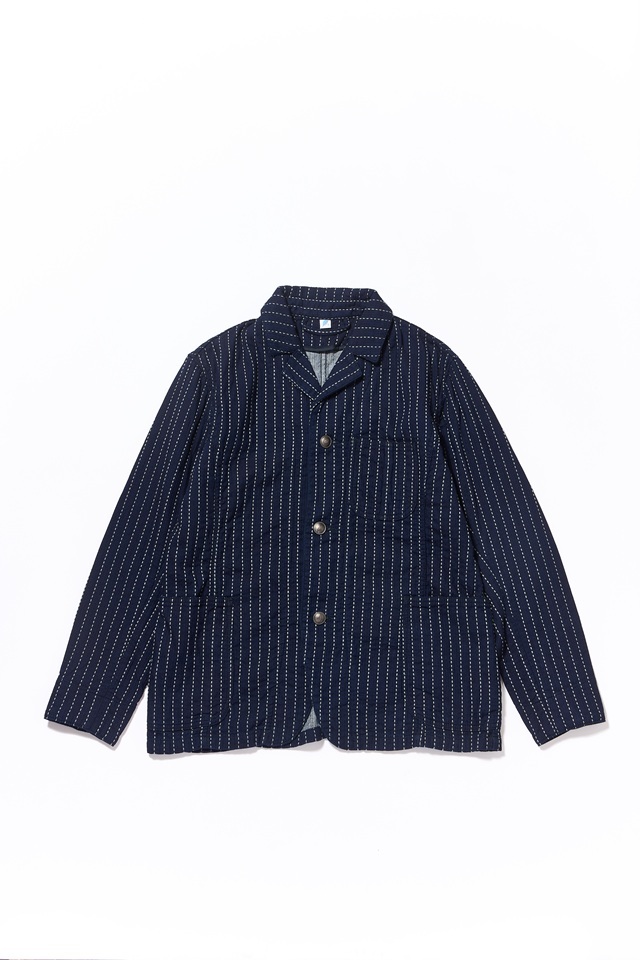 [6222-1] Stitch Stripe Tailored Work Jacket Indigo x Thick Stripe