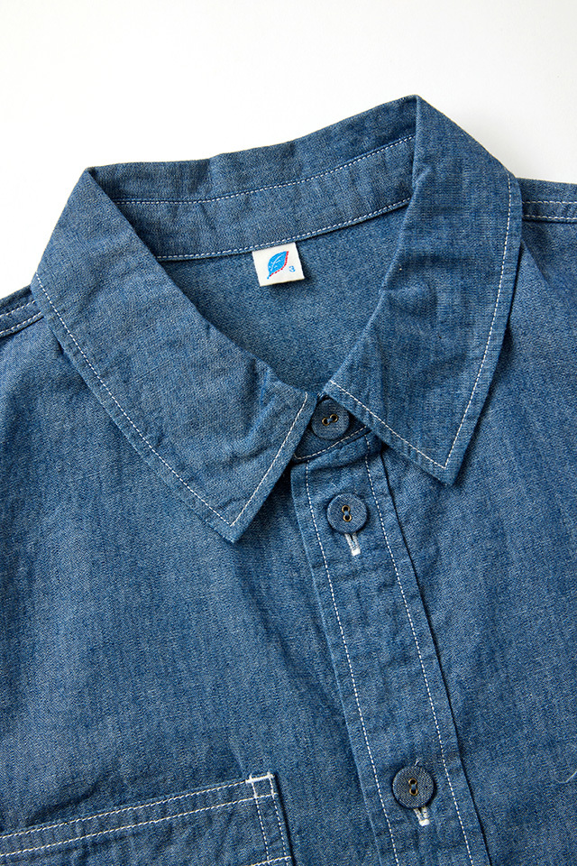 LS-2243] Indigo Chambray Selvedge Work Shirt