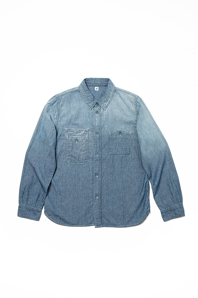 [LS-2243-UW] Indigo Chambray Selvedge Work Shirt - Used Wash