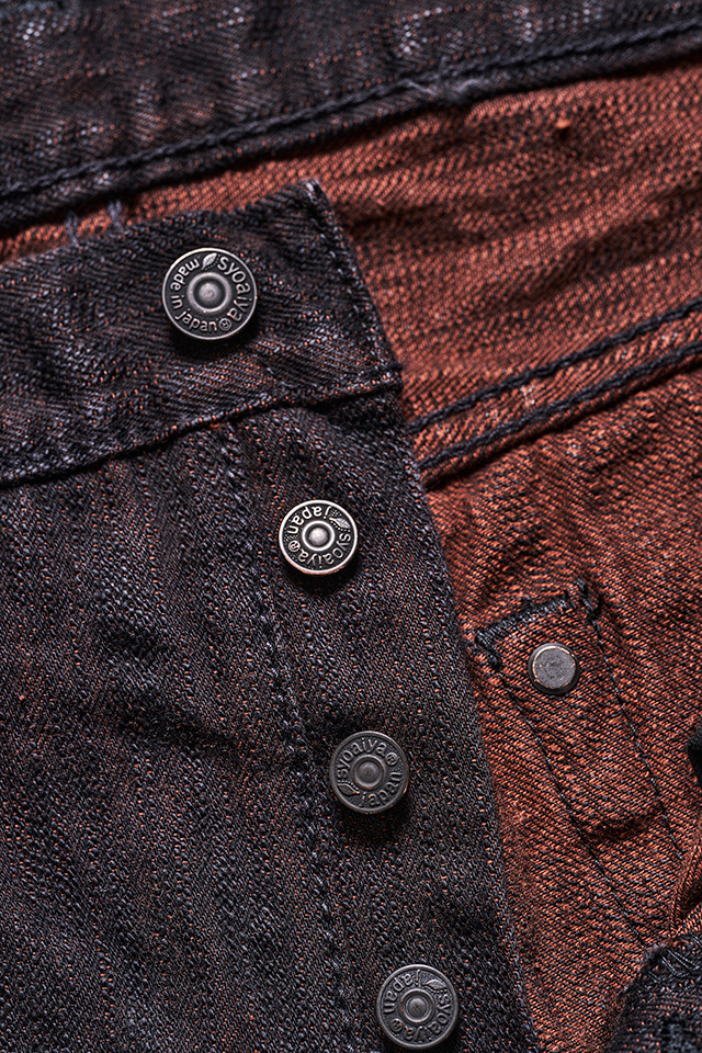 PER-EX-013-BK] 15oz Black x Persimmon Extra Slub Denim - Slim Tapered