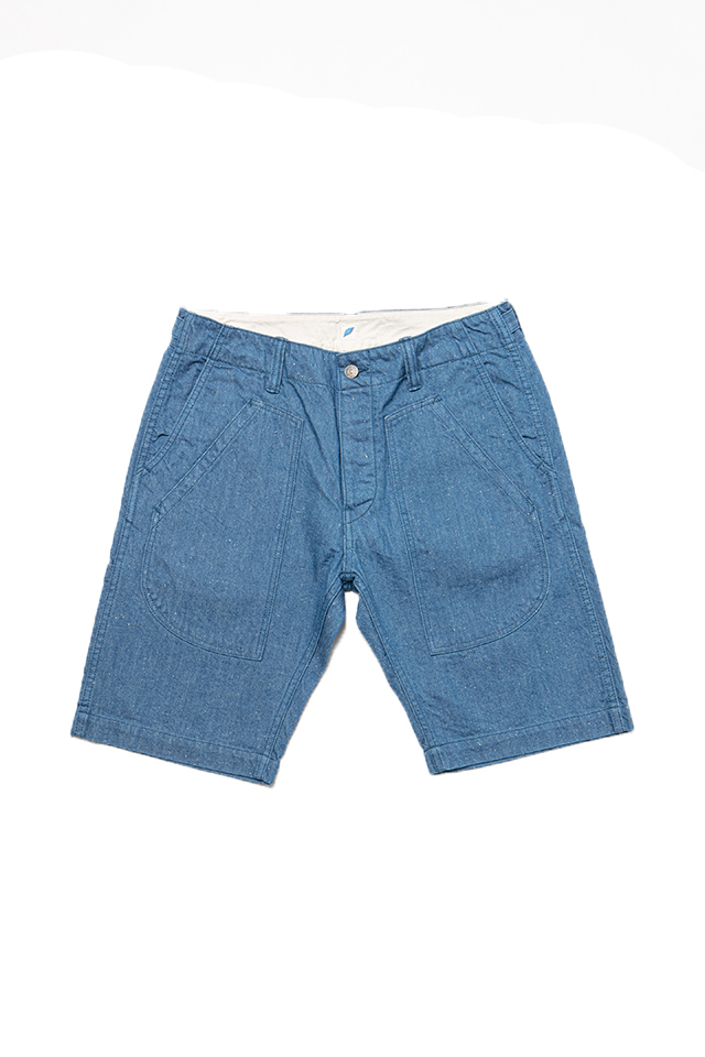 [SP-1191-L]  10oz Double Pocket Worker Shorts - Light Indigo