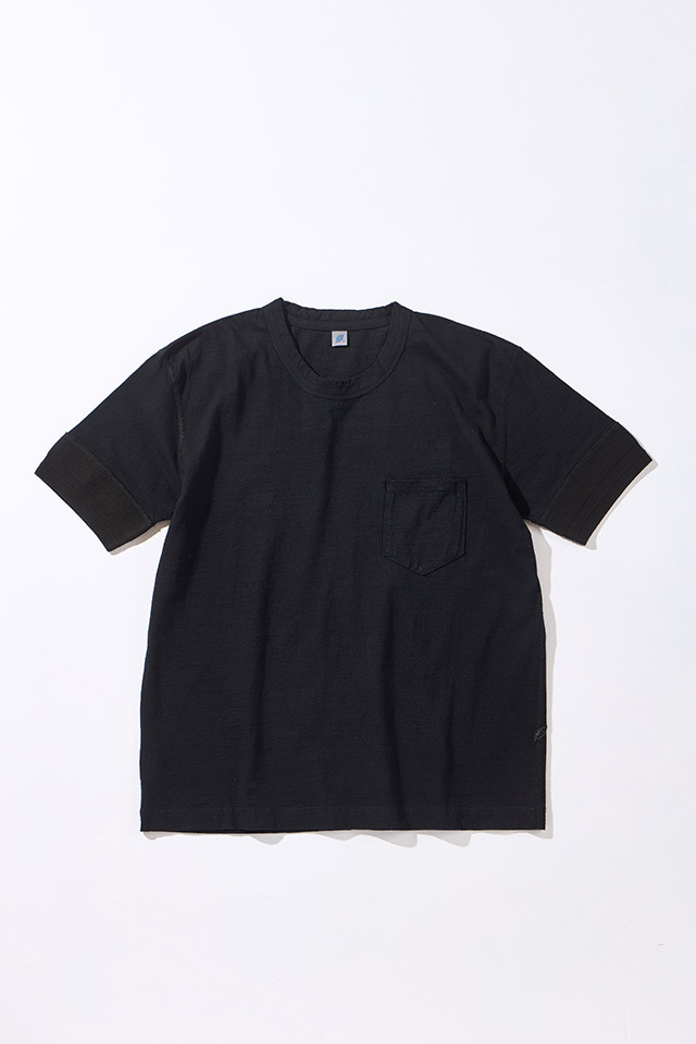[SS-5396-IDBK] Ribbed Cuff Pocket T-shirt - Indigo Black