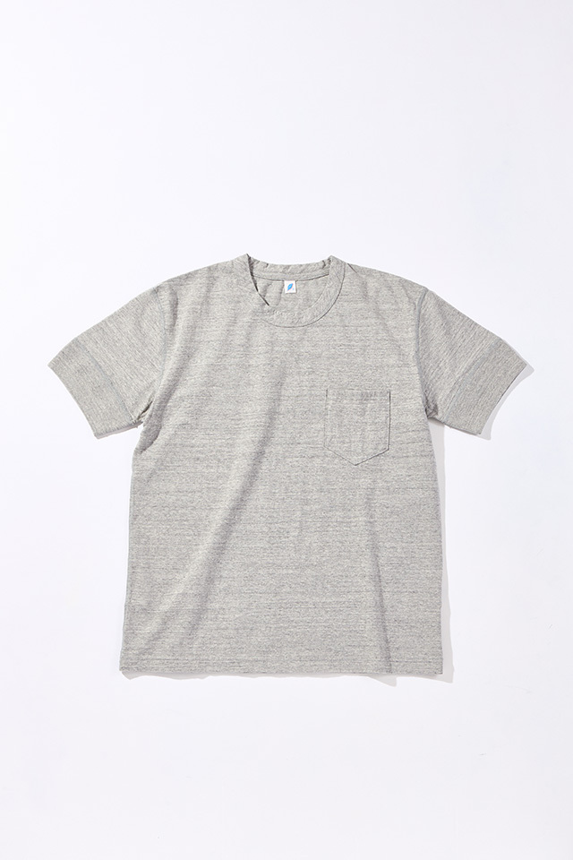 [SS-5396-LGY] Ribbed Cuff Pocket T-shirt - Light Heather Gray