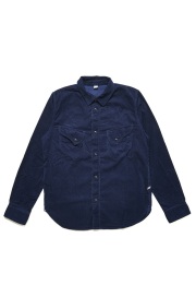 [2236-ID] Indigo Corduroy Curved Pocket Shirt - Indigo