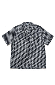 [SS-2232-2] Jacquard Open Collar Short Sleeve Shirt - Saw