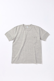 [SS-5396-LGY] Ribbed Cuff Pocket T-shirt - Light Heather Gray
