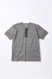 [SS-5397-DGY] Ribbed Cuff Henley Neck T-shirt - Dark Heather Gray