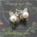 アンティーク風 パール&キュービックジルコニア SV 花ピアス