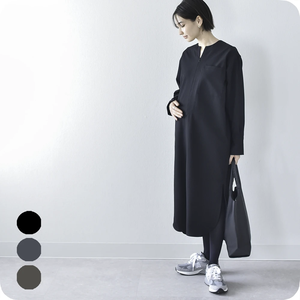 授乳服 マタニティ お宮参り ワンピース フォーマル ロング 長袖 シャツ 入学式  Pearls パールズ