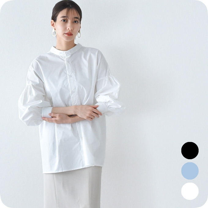 授乳服 マタニティ トップス ボリューム袖 ボリュームスリーブ ブラウス シャツ 袖コンシャス オフィス 前開き Pearls パールズ