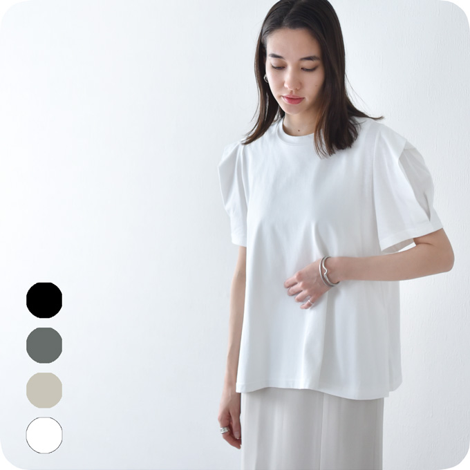 日本製 授乳服 ボリューム袖 デザイン袖 ショルダータック 半袖 夏 マタニティ トップス Tシャツ Pearls パールズ