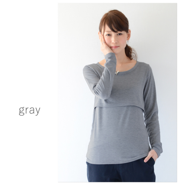 Pearls パールズ 授乳服 マタニティ  トップス カットソー　授乳Tシャツ おしゃれ オシャレ  授乳TEE レイヤード　