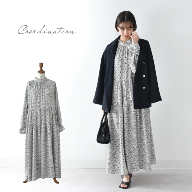 授乳服 マタニティ ワンピース スカート ヴィンテージ マキシ エンパイア 春夏 黒 白 Pearls パールズ