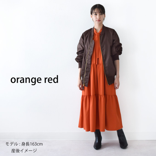 【韓国ファッション】ボウタイ リボン ティアード ワンピース マタニティ 授乳服通販パールズ 授乳機能付き ボウタイリボンの