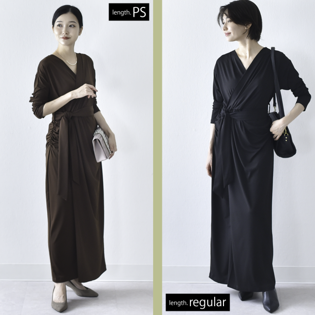 授乳服 マタニティ 春 秋 秋冬 マキシ ワンピース ドレス カシュクール シャーリング パールズ Pearls