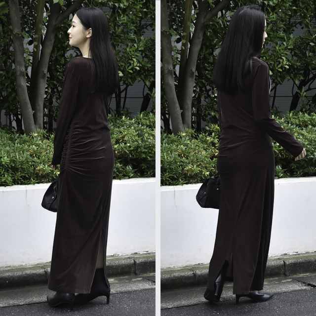 授乳服 マタニティ ワンピース ドレス シアー ベロア カシュクールデザイン シャーリング ストレッチ 授乳口 Pearls パールズ