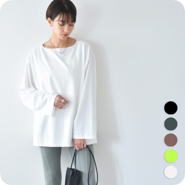 日本製 授乳服 トップス 長袖 マタニティ ロンT ボートネック 授乳口付き Pearls パールズ