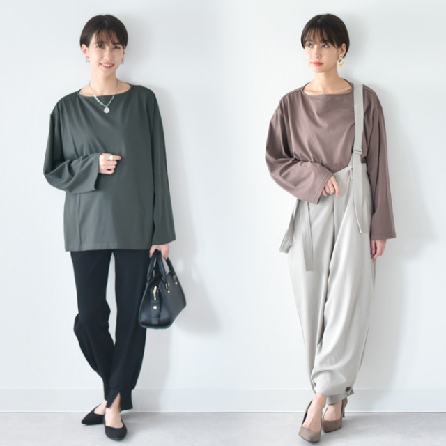 マタニティ 授乳服通販 パールズ ロンT ボートネック 授乳口付き