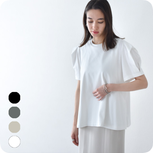 日本製 授乳服 ボリューム袖 デザイン袖 ショルダータック 半袖 夏 マタニティ トップス Tシャツ Pearls パールズ
