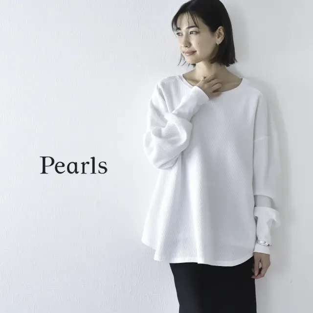 授乳服 マタニティ トップス 長袖 ロンT ワッフル サーマル コットン 授乳口付き Pearls パールズ