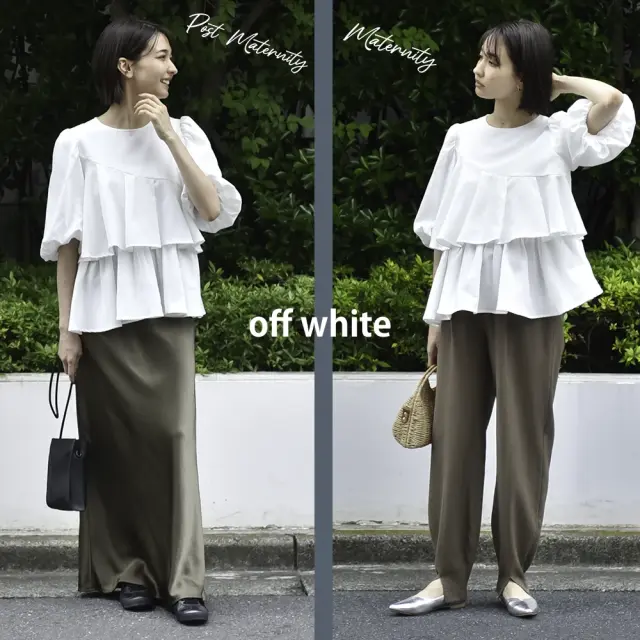 授乳服 マタニティ トップス 授乳ケープ一体型 オフィス 前開き アシンメトリー ティアードフレア 春夏秋 ブラウス Pearls パールズ