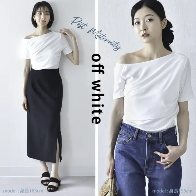 授乳服 マタニティ トップス オフショル 前開き アシンメトリー 半袖 春夏秋 授乳口 妊婦服 Pearls パールズ