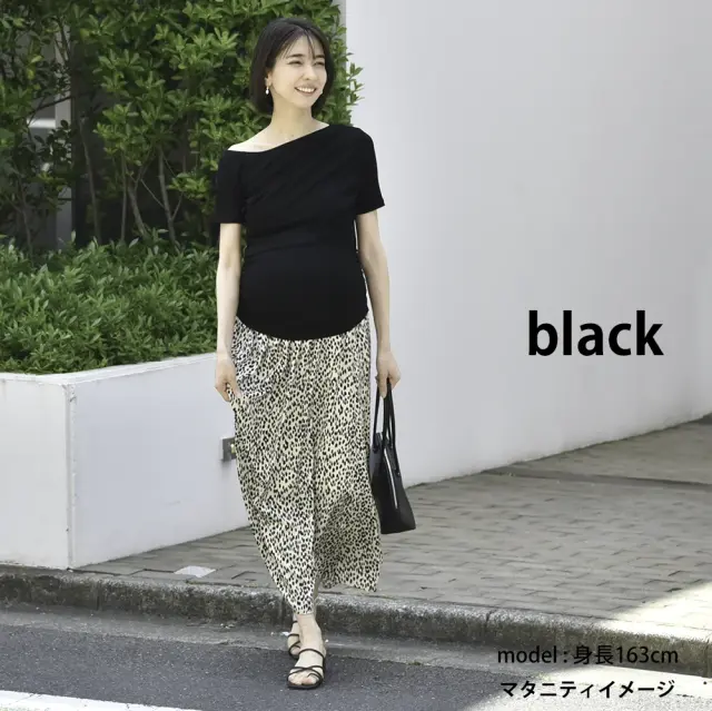 授乳服 マタニティ トップス オフショル 前開き アシンメトリー 半袖 春夏秋 授乳口 妊婦服 Pearls パールズ