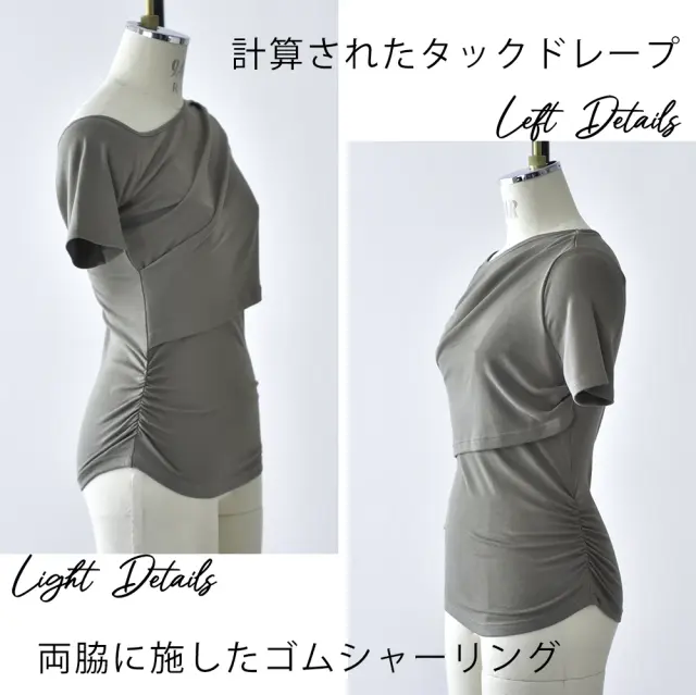 授乳服 マタニティ トップス オフショル 前開き アシンメトリー 半袖 春夏秋 授乳口 妊婦服 Pearls パールズ