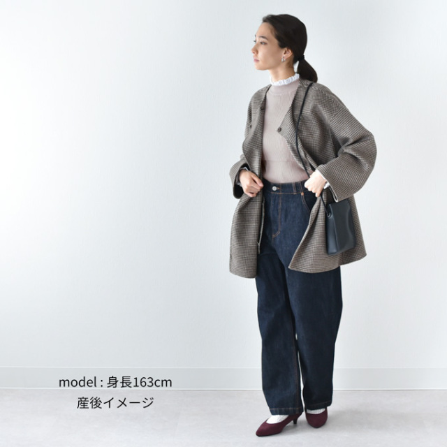 授乳服 マタニティ ハイネック トップス 冬 ニット リブ レース 暖かい 授乳口 Pearls パールズ