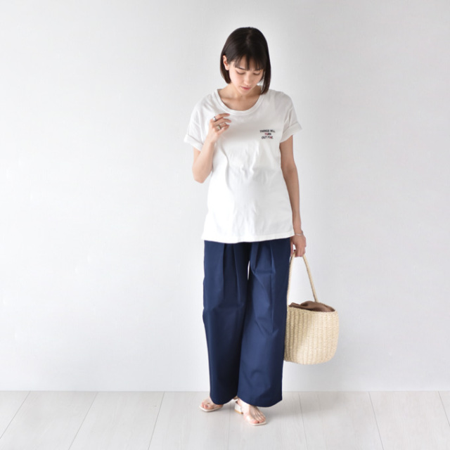 パラスパレス　コットン　チノワイドパンツ マタニティ通販パールズ 日本製のオシャレなチノワイドパンツ