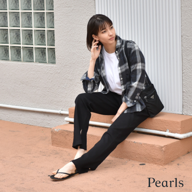 Pearls パールズ マタニティ パンツ リブ ボトム ヨガ ルームウェア ルーム ルームウエア 部屋着 ワイド スリット リブパンツ