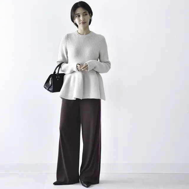 マタニティ パンツ ワイド リブ ライン ベロア 産前産後兼用 ワイドパンツ 春 秋冬 冬 ボトム Pearls パールズ