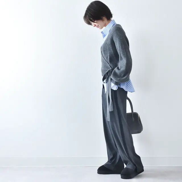 マタニティ パンツ ワイド リブ ライン ベロア 産前産後兼用 ワイドパンツ 春 秋冬 冬 ボトム Pearls パールズ
