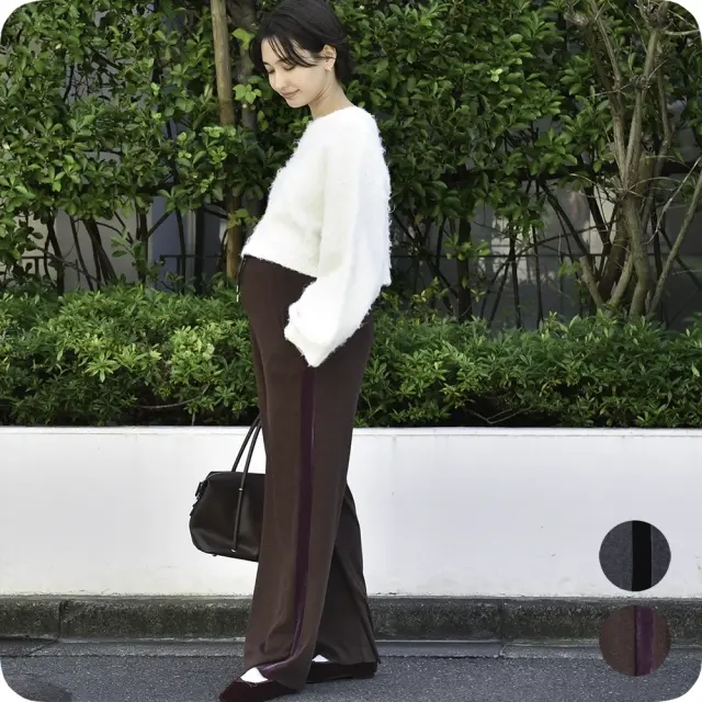 【2026AW新作】産前産後のベロアラインワイドリブパンツ Pearls パールズ