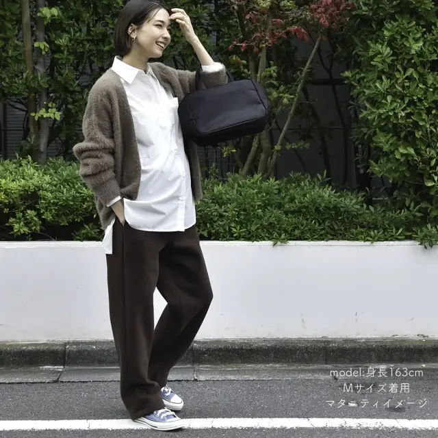 マタニティ ハイウエスト パンツ 冬 裏ボア 裏毛布 あったか 暖か 防寒 産前産後 パールズ Pearls