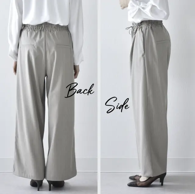 マタニティ ハイウエスト パンツ ピンストライプ ワイド 産前産後 スラックス オフィス きれいめ  パールズ Pearls