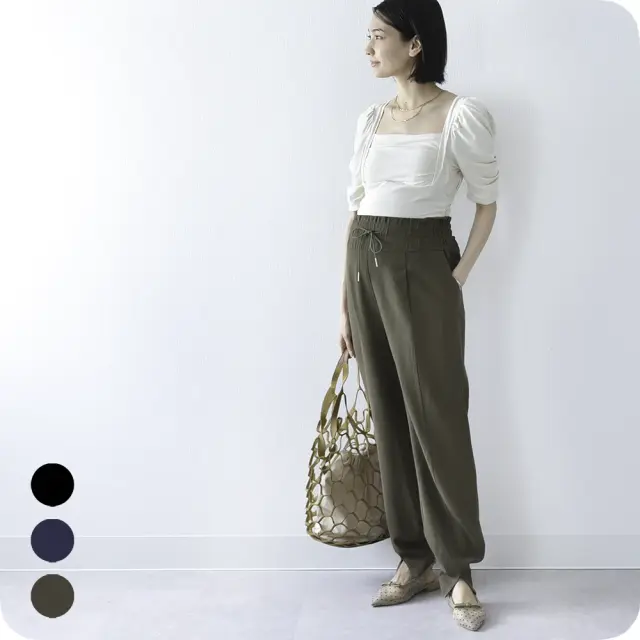 マタニティ ハイウエスト パンツ 産前産後 オフィス きれいめ アジャスター ウエスト調節 ウエストゴム Pearls パールズ