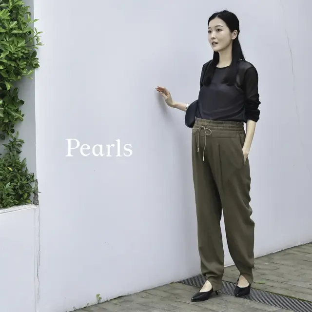 マタニティ ハイウエスト パンツ 産前産後 オフィス きれいめ アジャスター ウエスト調節 ウエストゴム Pearls パールズ
