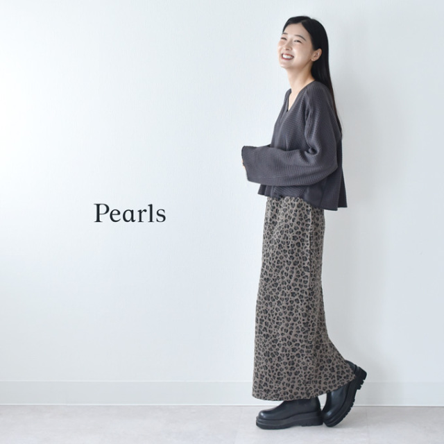【訳あり品】マタニティ スカート ロング 秋冬 冬 産前産後 柄 レオパード柄 ボトム  パールズ Pearls