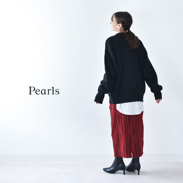 マタニティ スカート ロング 秋冬 産前産後 柄 ジャガード柄 ボトム ボトムス ウエスト調節 Pearls パールズ