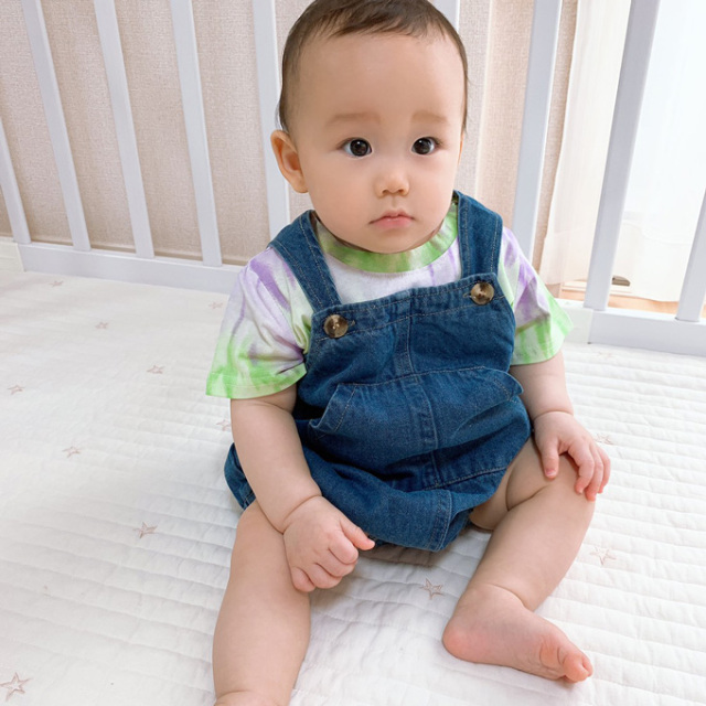Baby DIOR サロンペット ベビー サロペット風デニムロンパース 66-90 Pearls パールズ