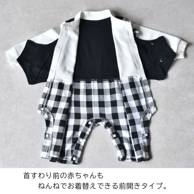 ベビー服 ベビー フォーマル 男の子 ロンパース チェック 長袖 子供服 春 Pearls パールズ