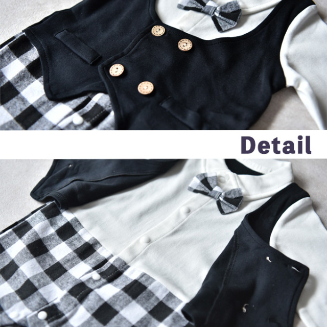 ベビー服 ベビー フォーマル 男の子 ロンパース チェック 長袖 子供服 春 Pearls パールズ